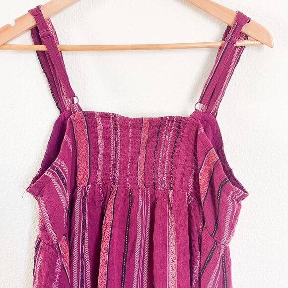 Torrid Babydoll Crepe smocked back textured v-neck striped Tank top size large - Picture 9 of 13